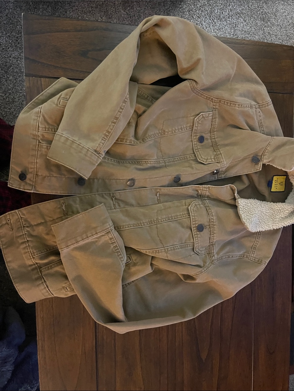 Prince & Fox Kids Tan Sherpa-Trim Jean Jacket